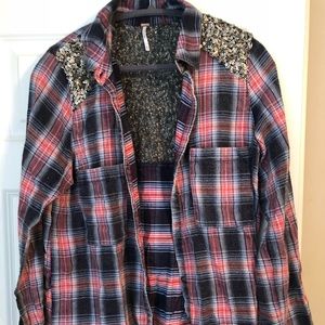 Free people flannel top. Size M